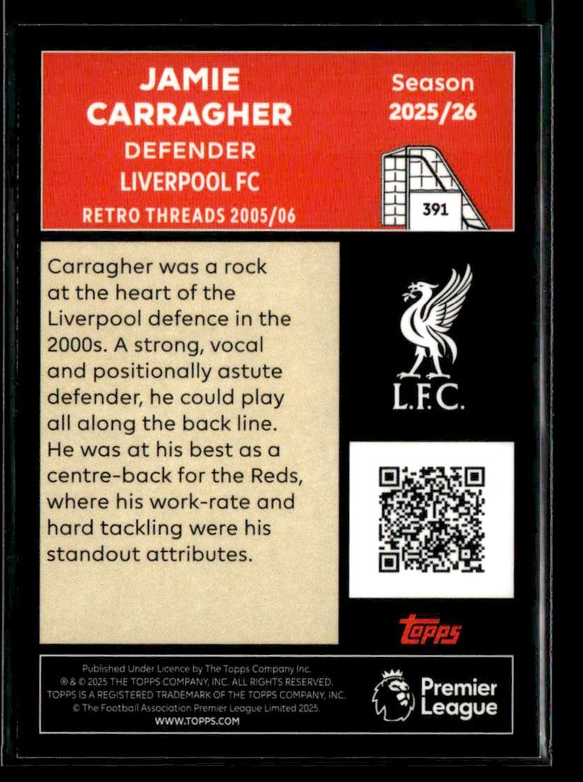 2025-26 Topps Premier League #391 Jamie Carragher Rainbow Foil