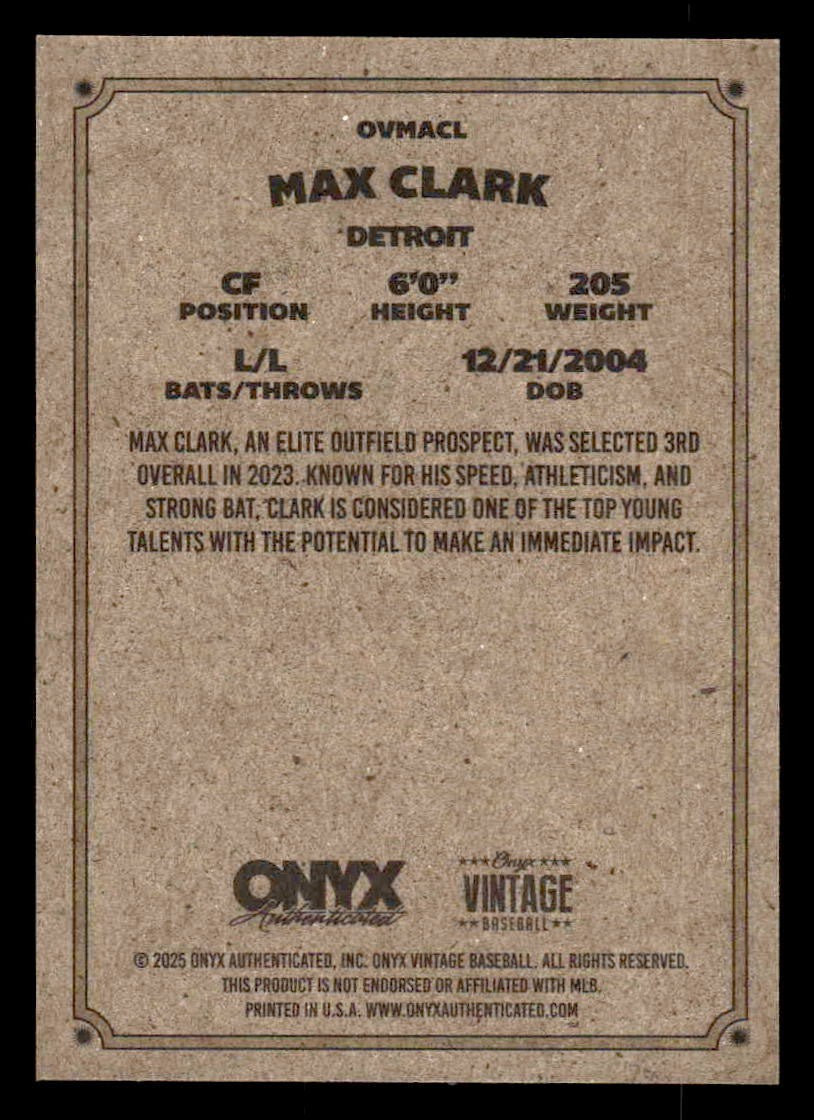 2025 Onyx Vintage #OVMACL Max Clark