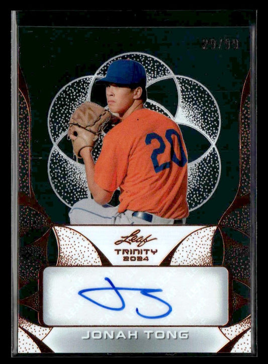 2024 Leaf Trinity #CA-JT2 Jonah Tong Clear Auto Bronze #29/99