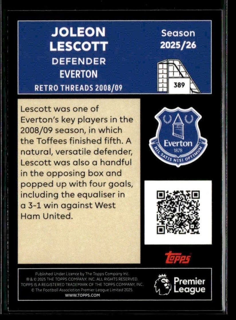 2025-26 Topps Premier League #389 Joleon Lescott Rainbow Foil