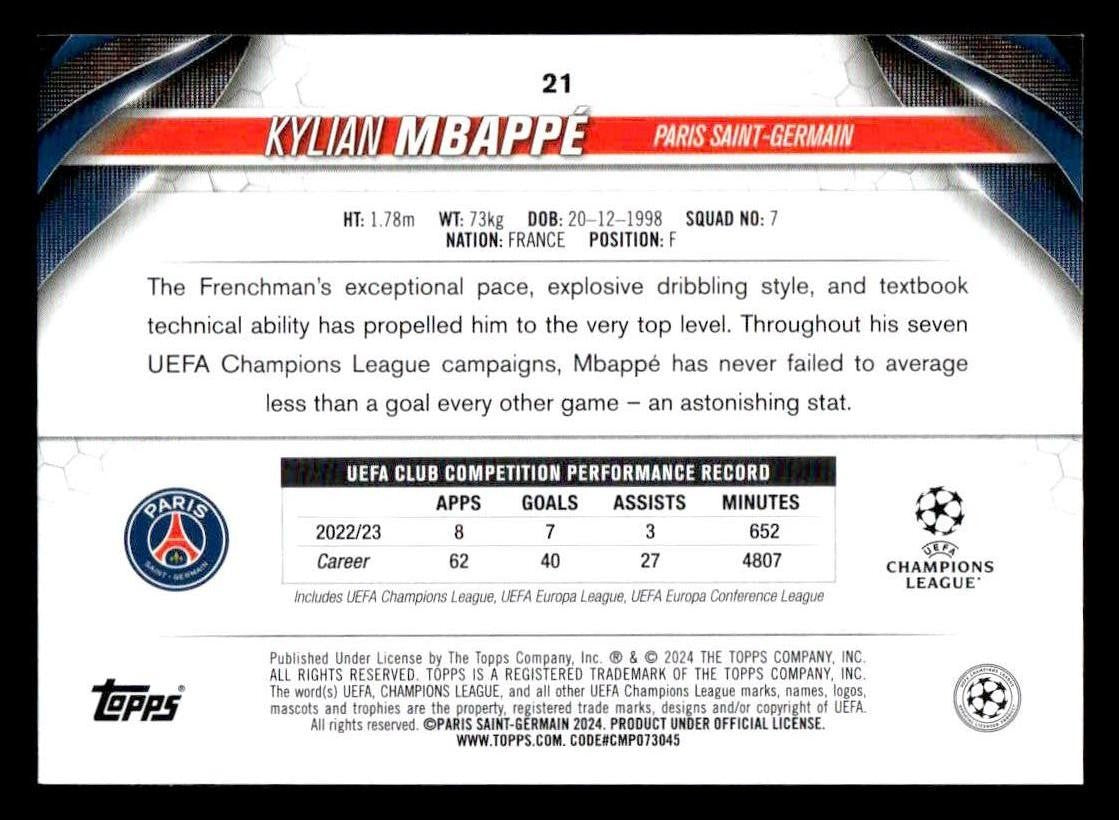 2023-24 Topps Jade Edition UEFA Club Competitions #21 Kylian Mbappé