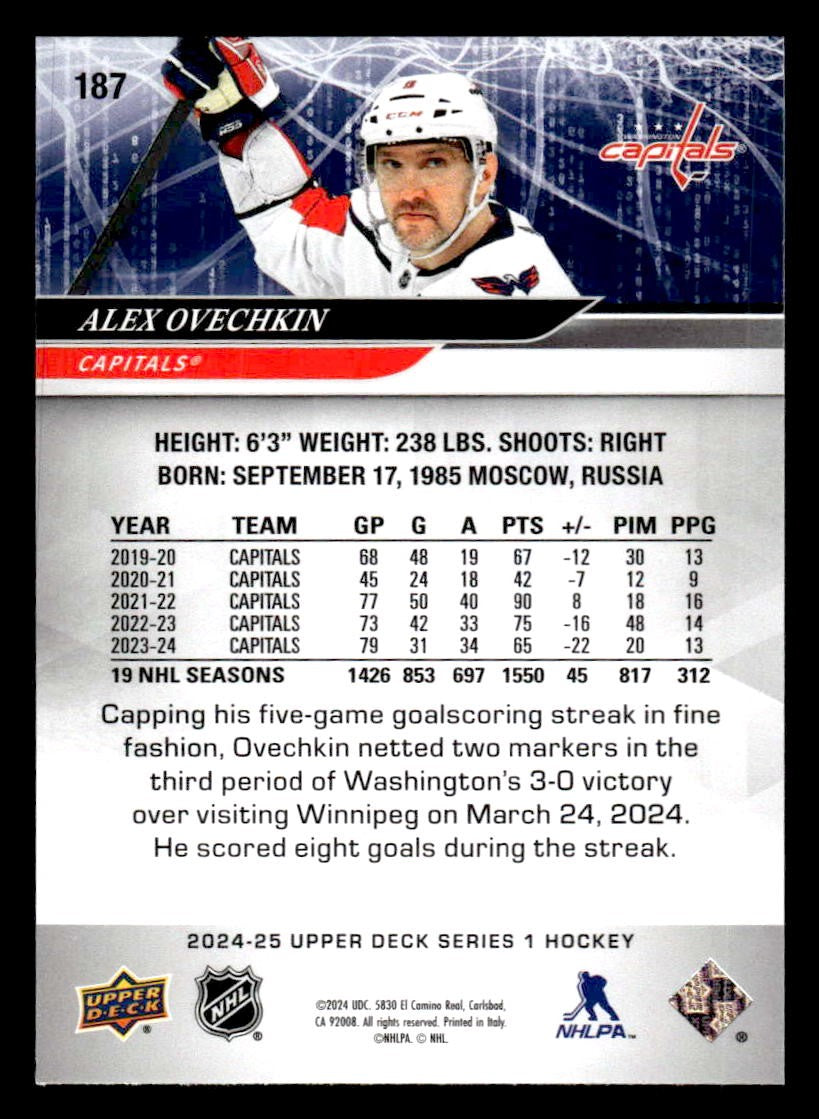 2024-25 Upper Deck #187 Alex Ovechkin