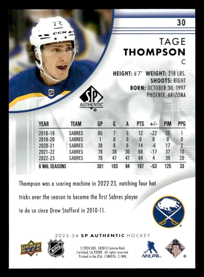 2023-24 SP #30 Tage Thompson