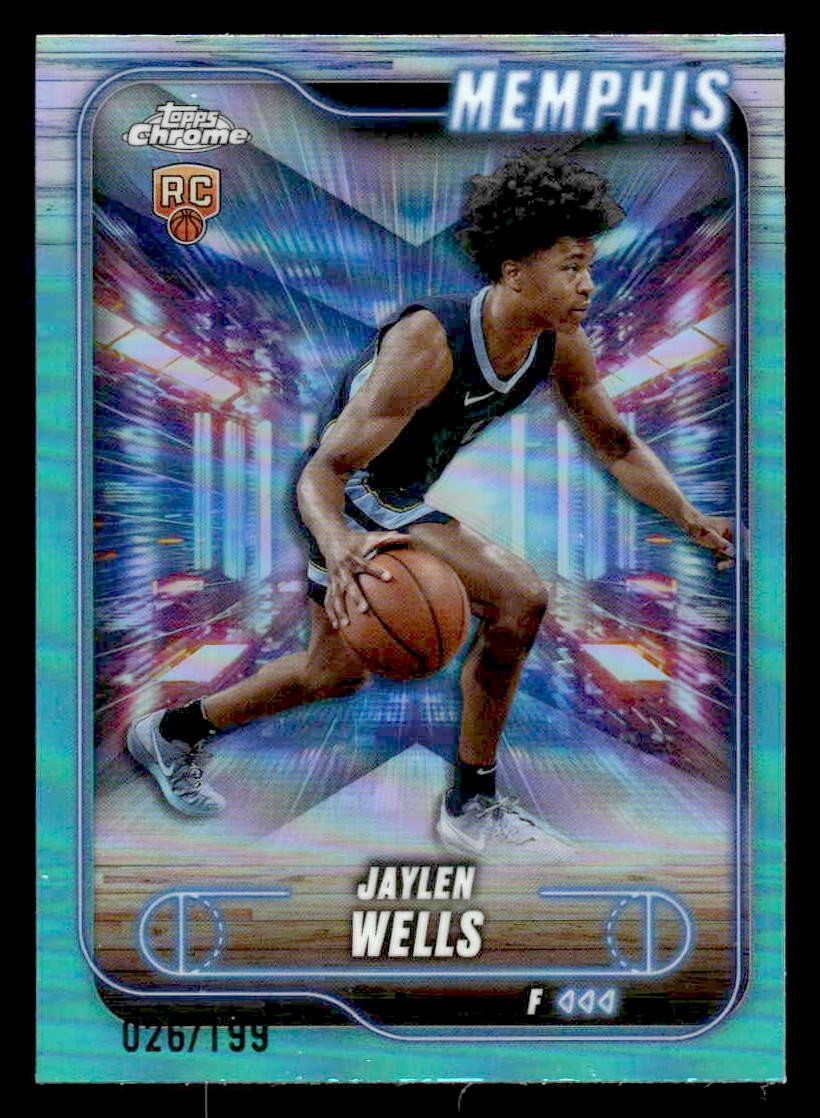 2024-25 Topps Chrome #185 Jaylen Wells Aqua Refractor #/199