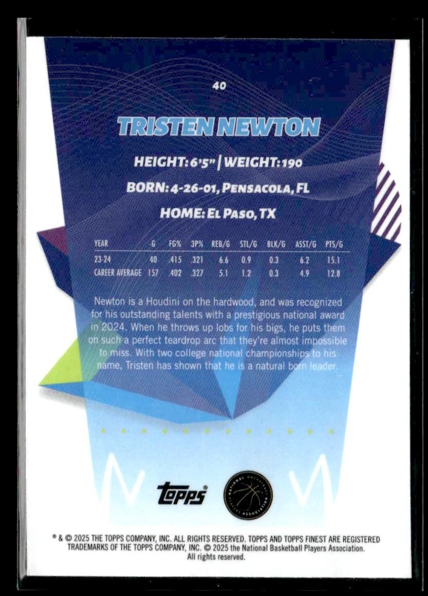 2024-25 Topps Finest #40 Tristen Newton