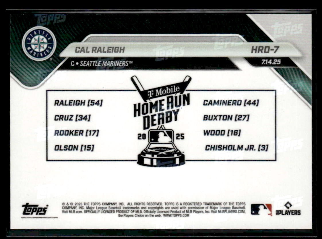 2025 Topps Now Home Run Derby #HRD-7 Cal Raleigh