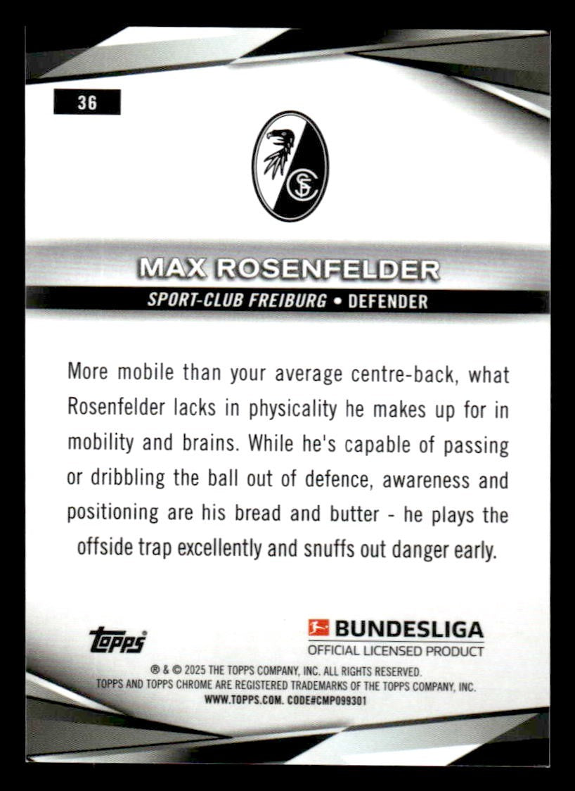 2025 Topps Chrome Bundesliga #36 Max Rosenfelder