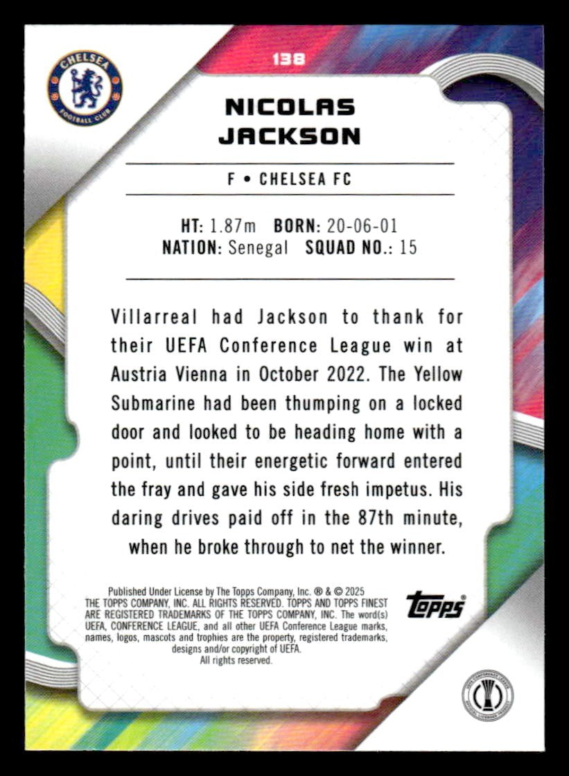 2024-25 Topps Finest UEFA Club Comp #138 Nicolas Jackson