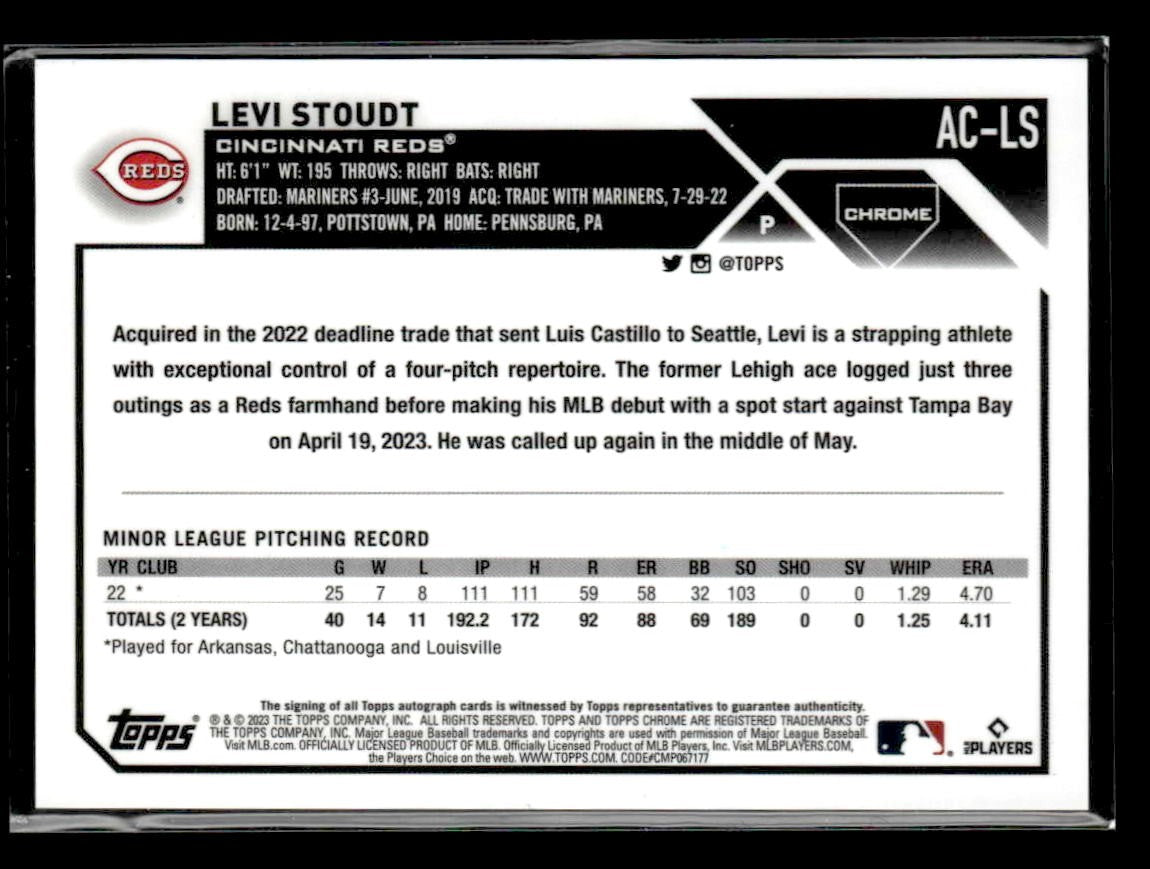 2023 Topps Chrome Update #AC-LS Levi Stoudt Autographs