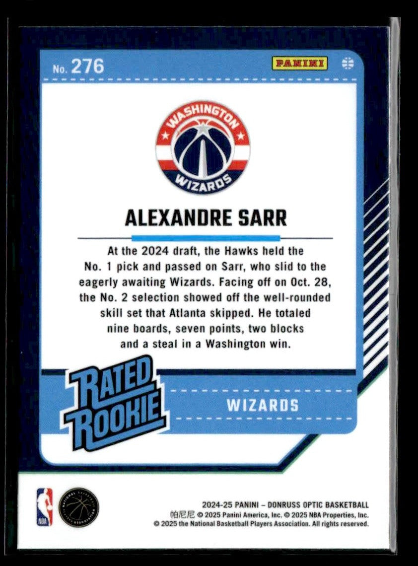 2024-25 Donruss Optic #276 Alexandre Sarr