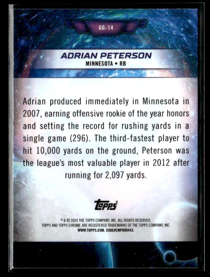 2024 Topps Chrome Cosmic #GG-14 Adrian Peterson Galaxy Greats