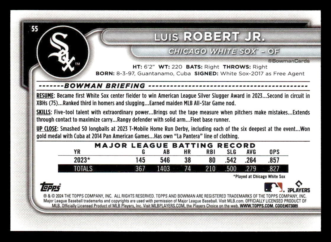 2024 Bowman #55 Luis Robert Jr.
