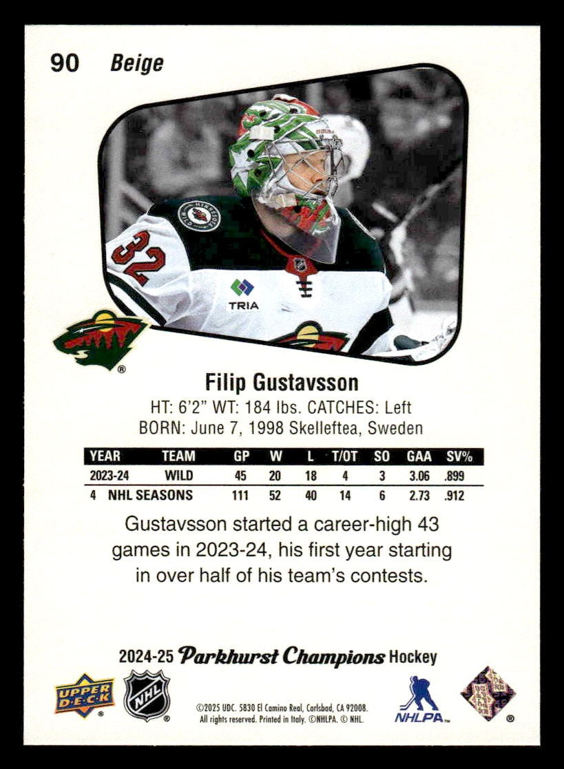 2024-25 Parkhurst Champions #90 Filip Gustavsson