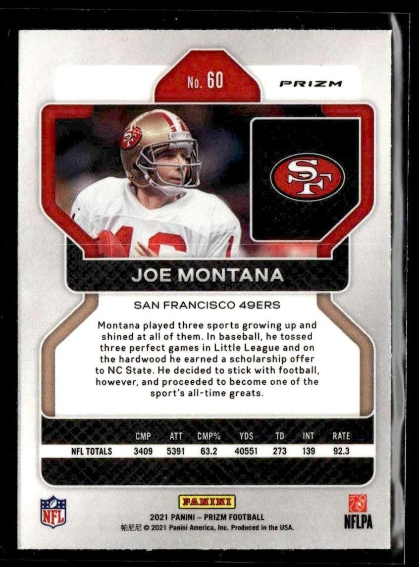 2021 Panini Prizm #60 Joe Montana Neon Green Pulsar