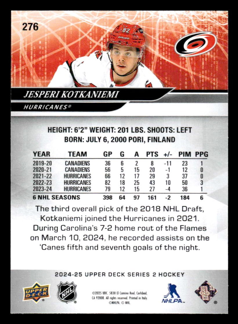 2024-25 Upper Deck #276 Jesperi Kotkaniemi