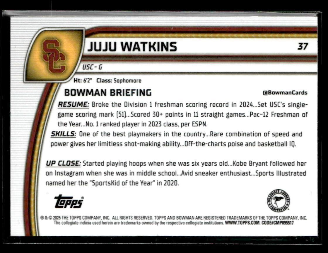 2024-25 Bowman University Chrome #37 Juju Watkins