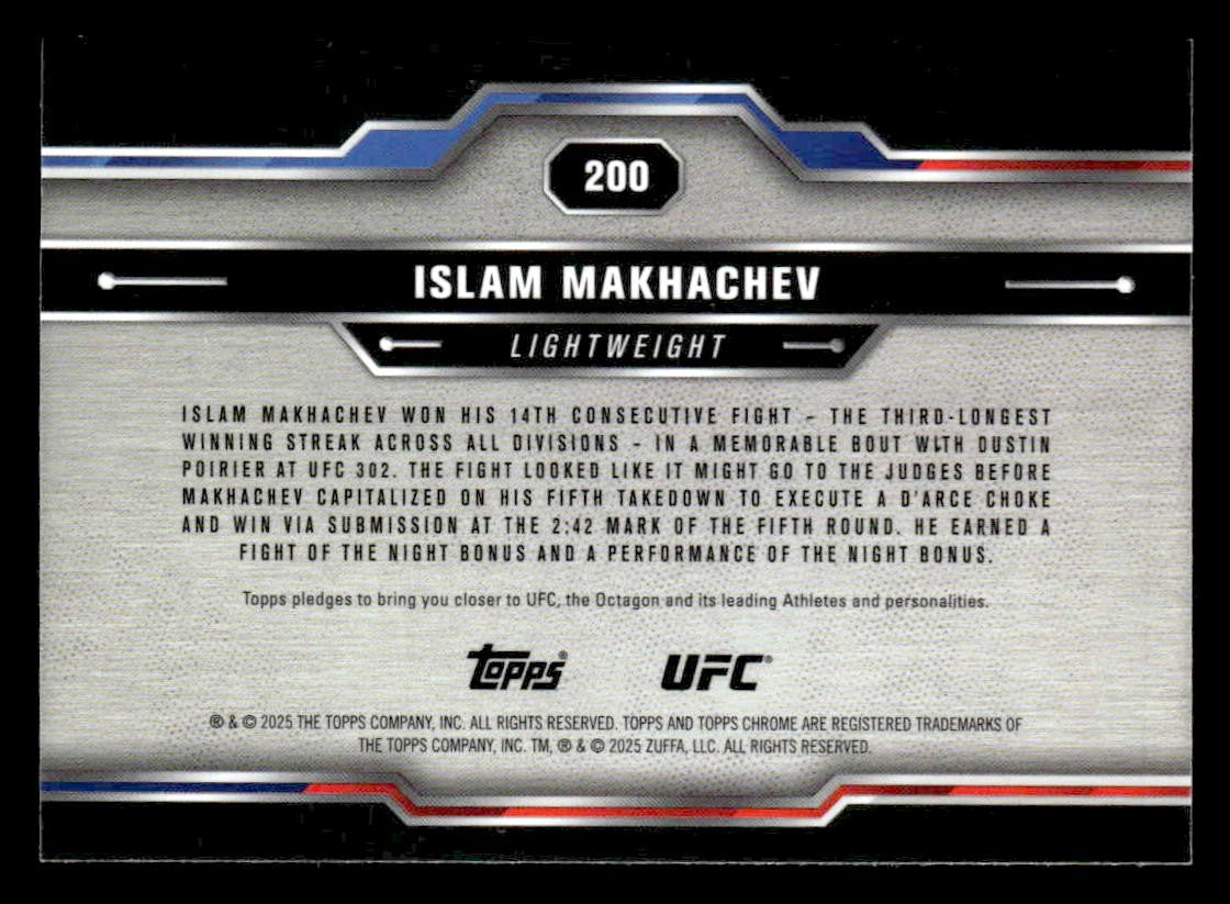 2025 Topps Chrome Sapphire Edition UFC #200 Islam Makhachev
