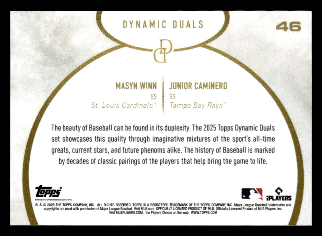 2025 Topps Dynamic Duals #46 Masyn Winn / Junior Caminero