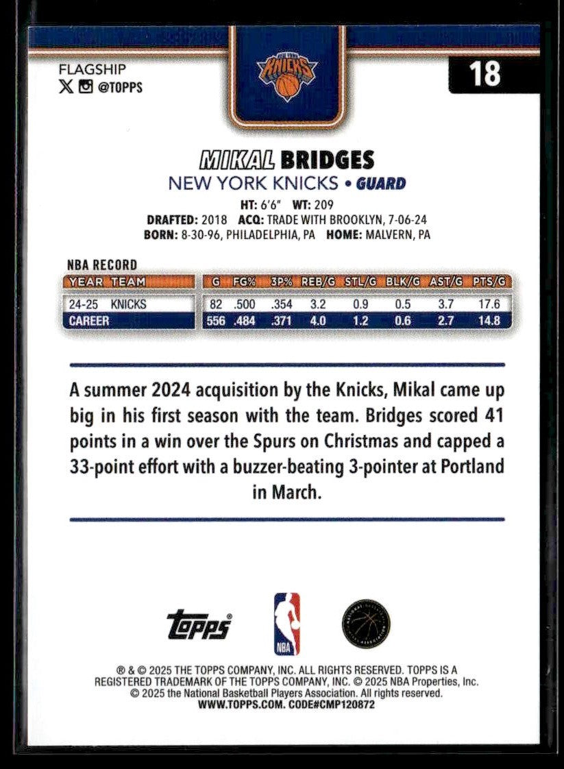 2025-26 Topps #18 Mikal Bridges