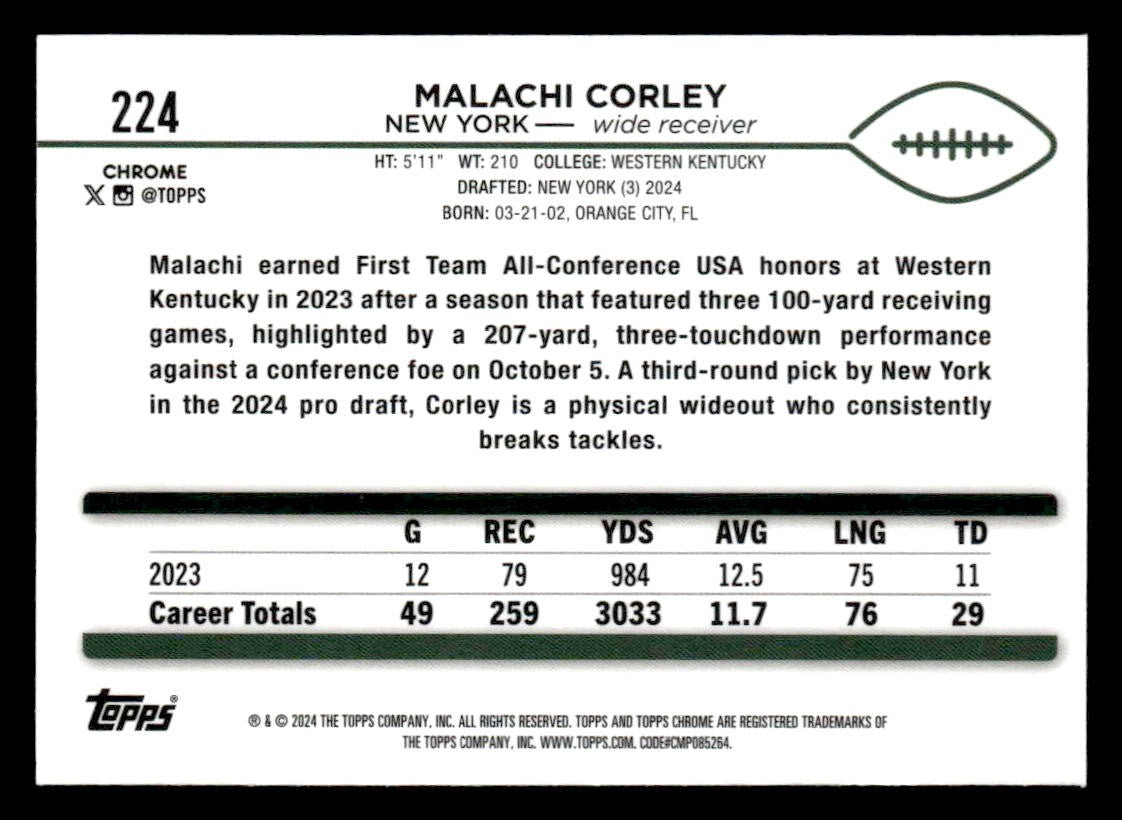 2024 Topps Chrome #224 Malachi Corley