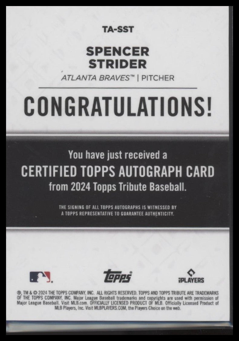 2024 Topps Tribute #TA-SST Spencer Strider Tribute Autographs Blue #/150