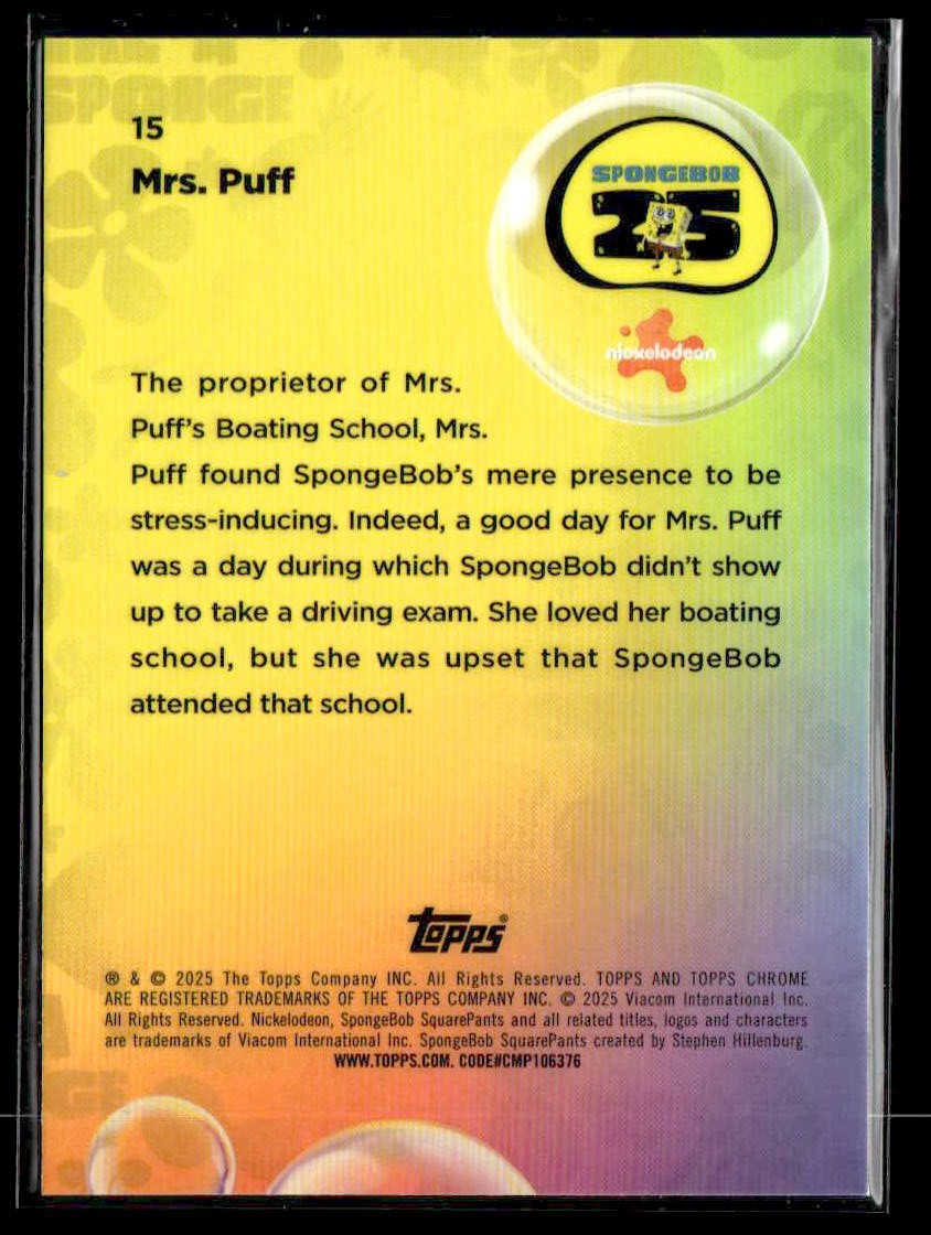 2025 Topps Chrome SpongeBob SquarePants 25th Anniversary #15 Mrs. Puff