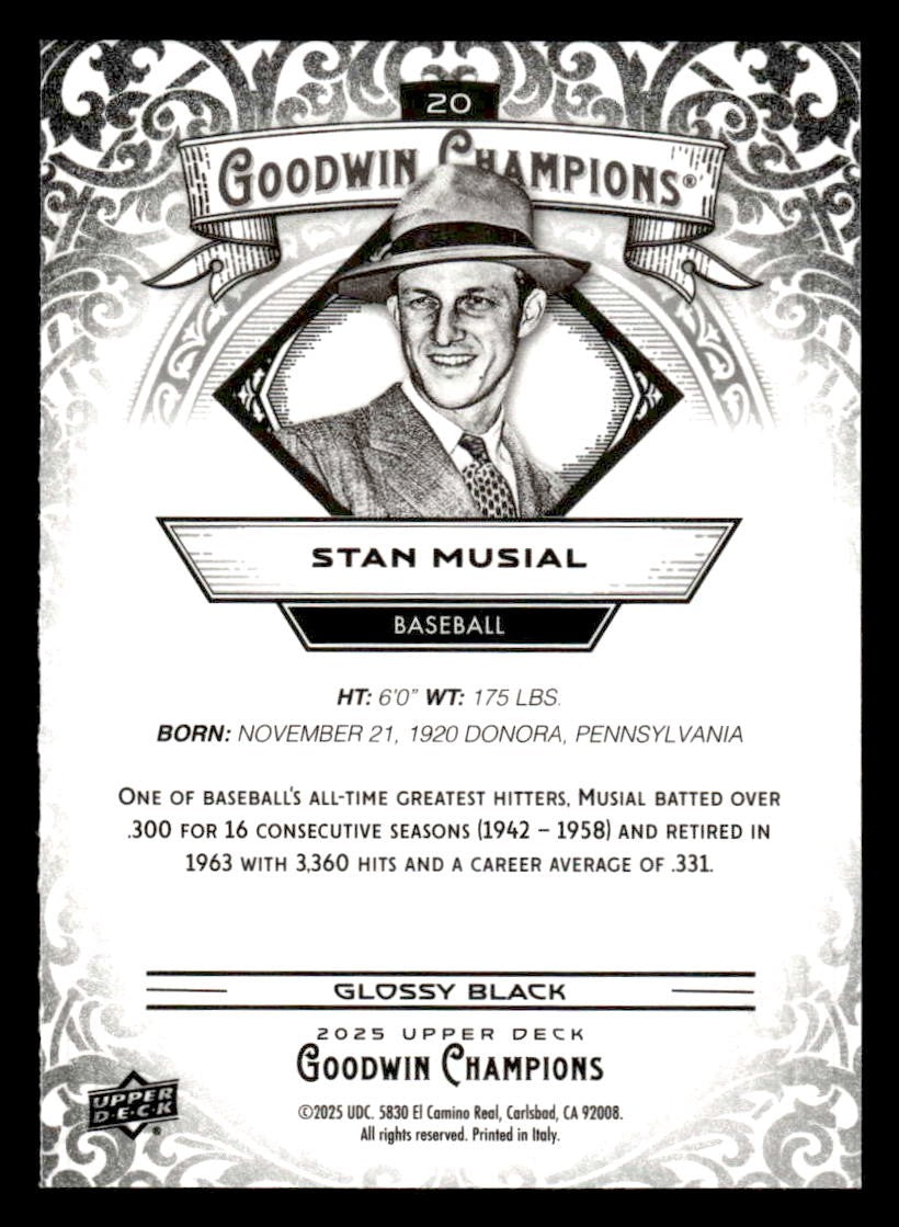 2025 Upper Deck Goodwin Champions #20 Stan Musial Glossy Black