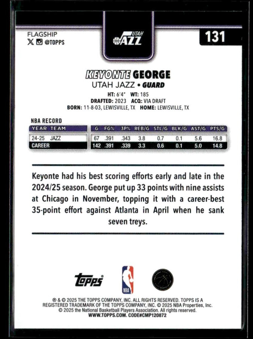 2025-26 Topps #131 Keyonte George