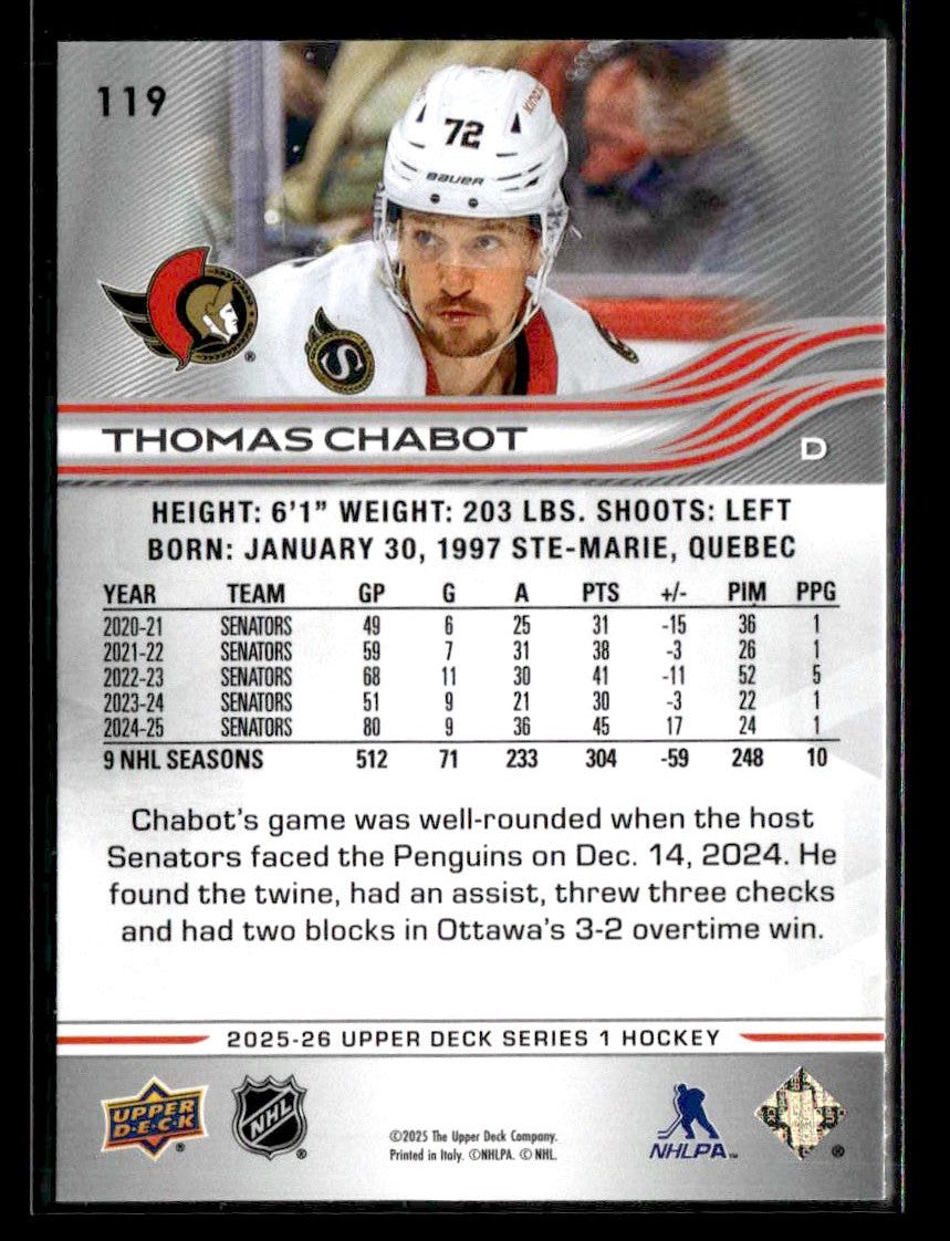 2025-26 Upper Deck #119 Thomas Chabot