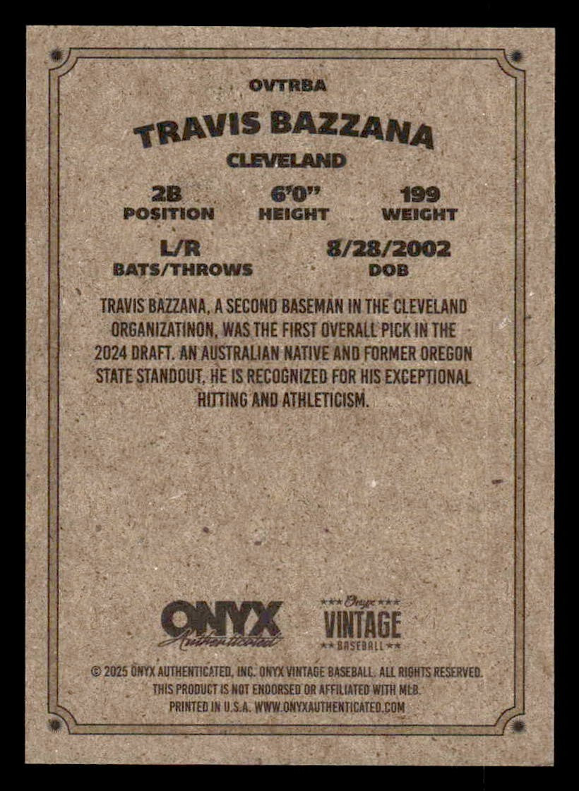 2025 Onyx Vintage #OVTRBA Travis Bazzana