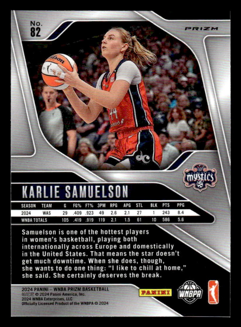 2024 Panini Prizm WNBA #82 Karlie Samuelson Blue Velocity Prizms