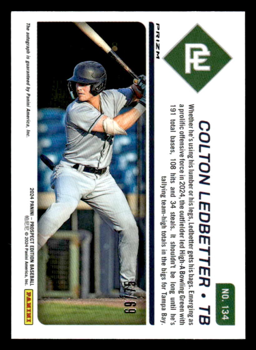 2024 Prospect Edition #134 Colton Ledbetter Blue Wave Signatures Holo #/75