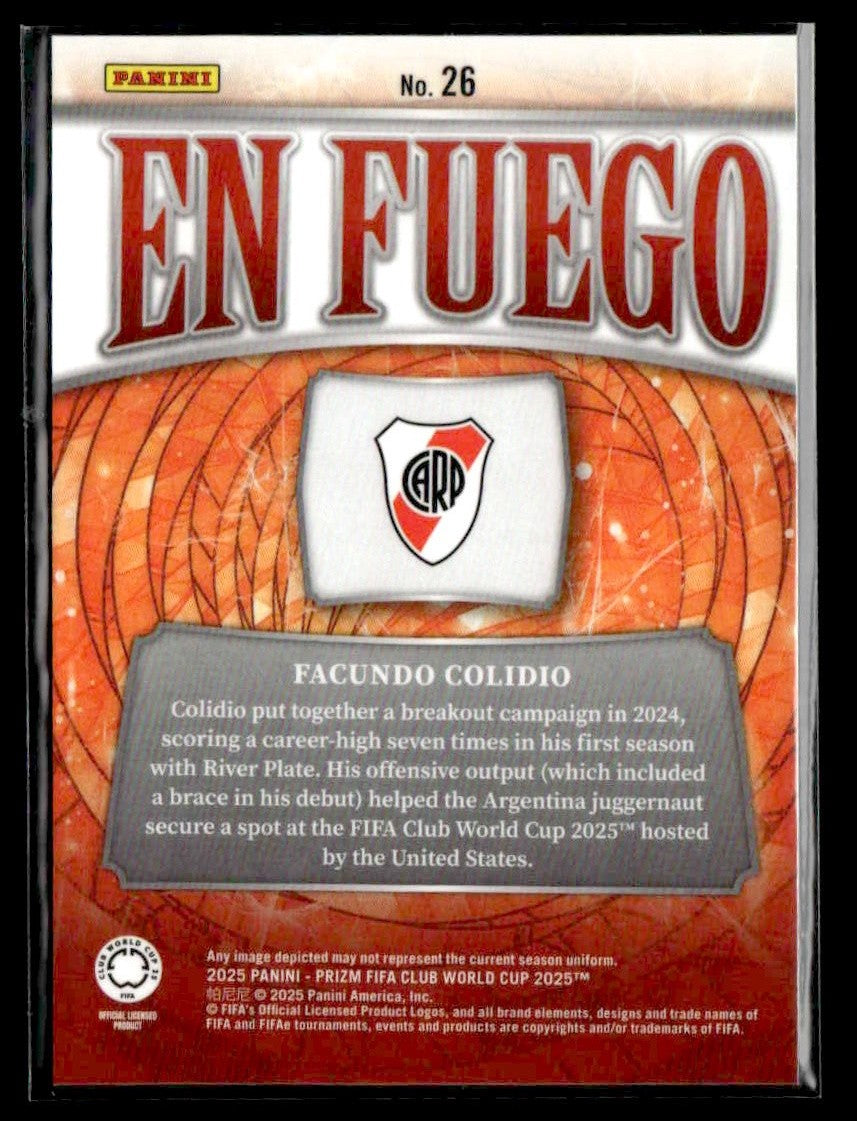 2025 Panini Prizm FIFA Club World Cup #26 Facundo Colidio En Fuego