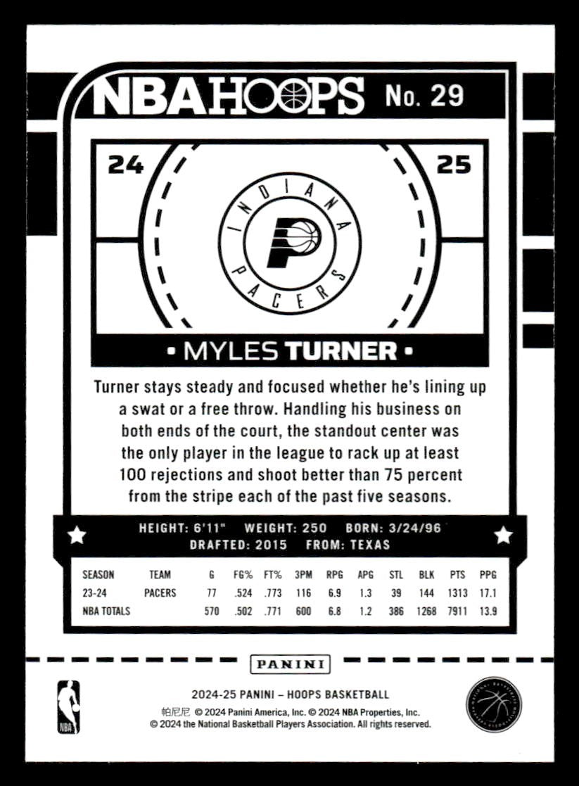 2024-25 Hoops #29 Myles Turner