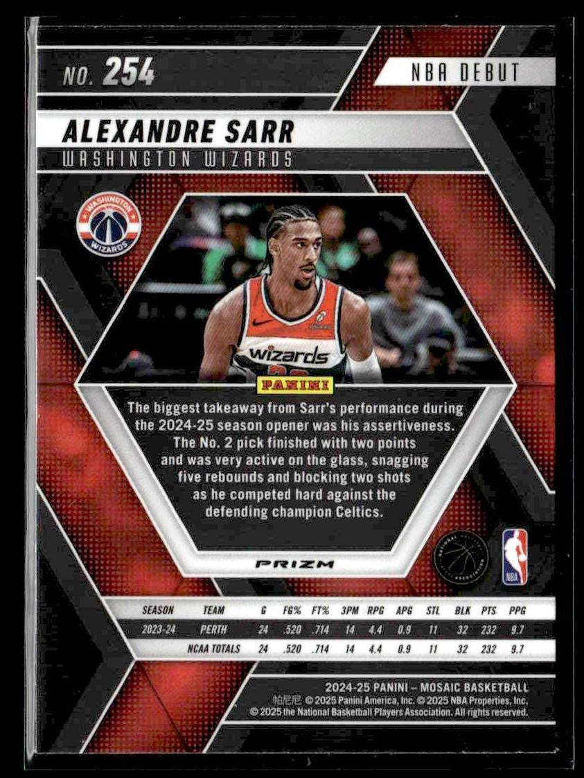 2024-25 Panini Mosaic #254 Alexandre Sarr Red Mosaic
