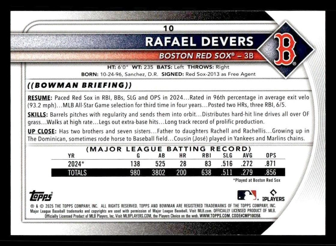 2025 Bowman #10 Rafael Devers