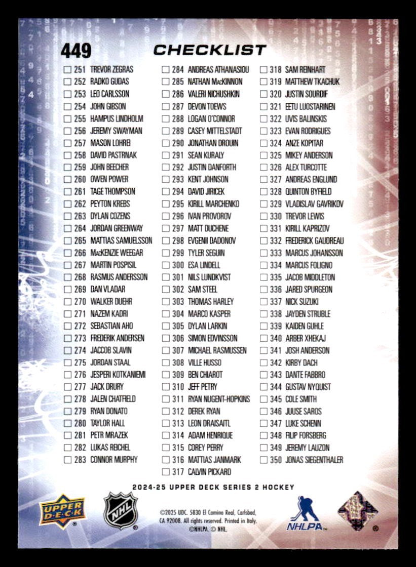 2024-25 Upper Deck #449 Nathan MacKinnon / Auston Matthews