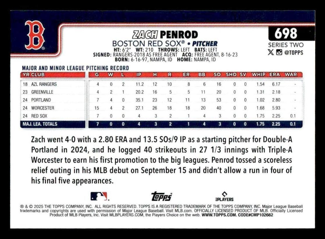 2025 Topps #698 Zach Penrod