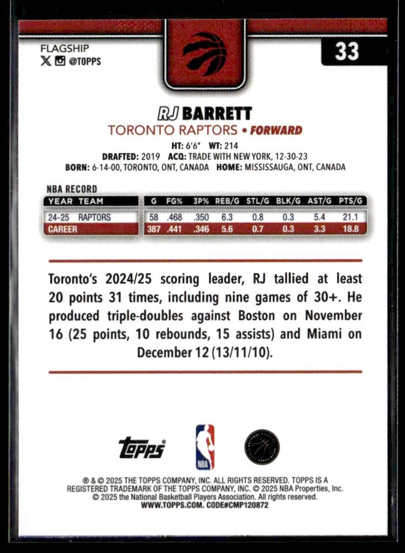 2025-26 Topps #33 RJ Barrett