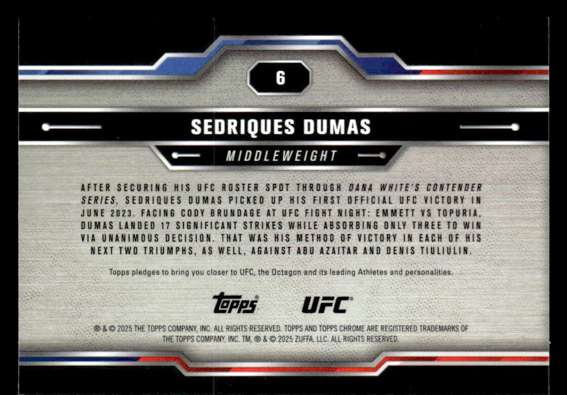 2025 Topps Chrome UFC #6 Sedriques Dumas