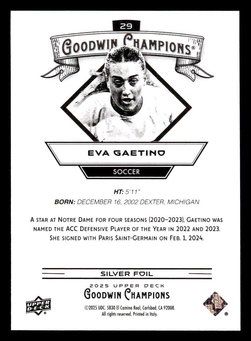 2025 Upper Deck Goodwin Champions #29 Eva Gaetino Silver Foil
