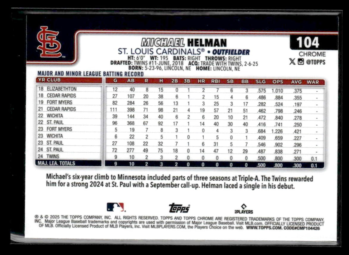 2025 Topps Chrome #104 Michael Helman Prism Refractors