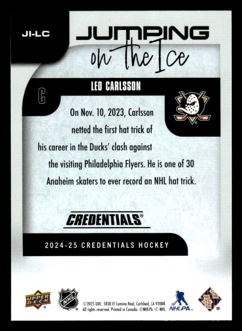 2024-25 Upper Deck Credentials #JI-LC Leo Carlsson Jumping on the Ice