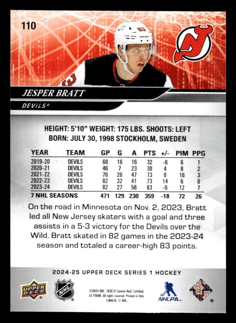 2024-25 Upper Deck #110 Jesper Bratt