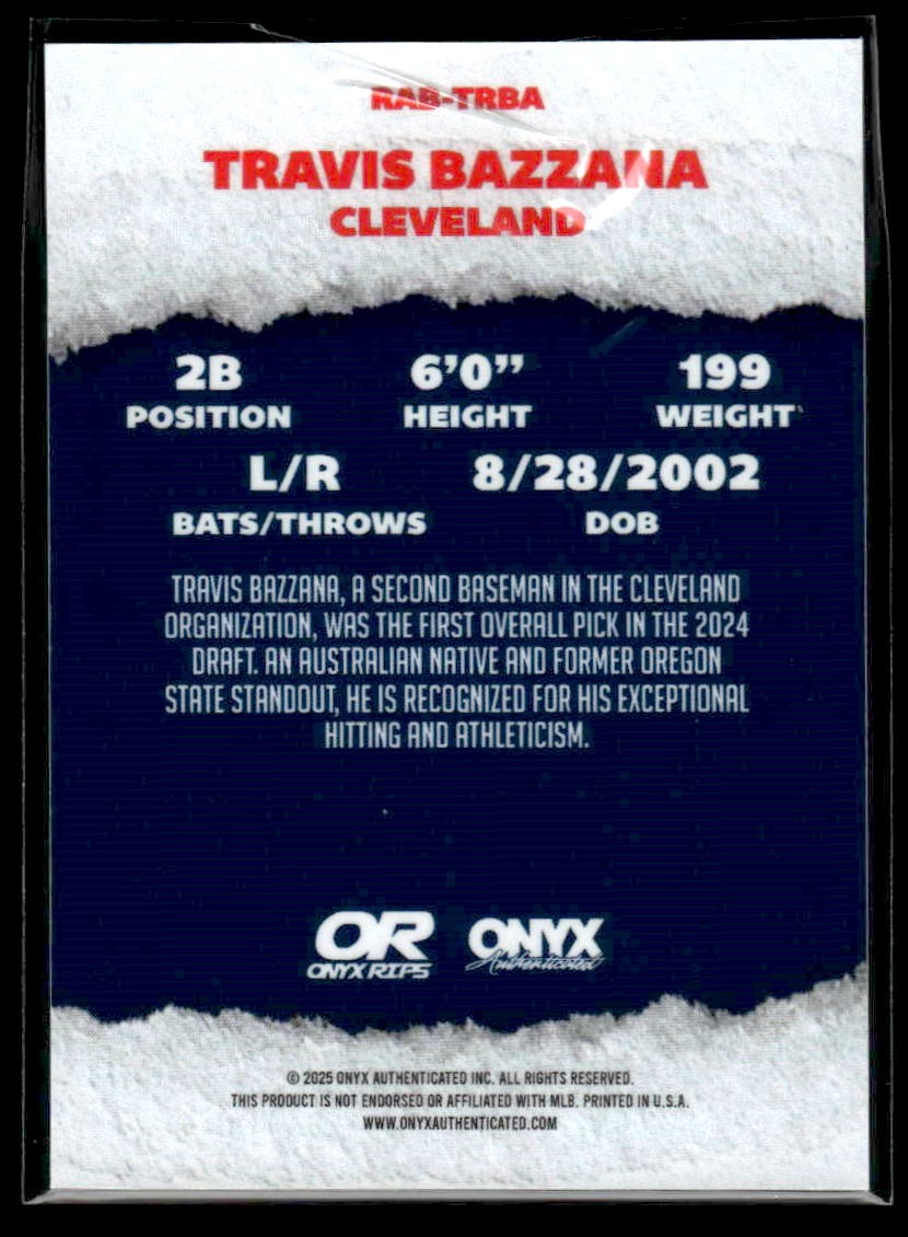 2025 Onyx Rips #RAB-TRBA Travis Bazzana Refractor Autographs
