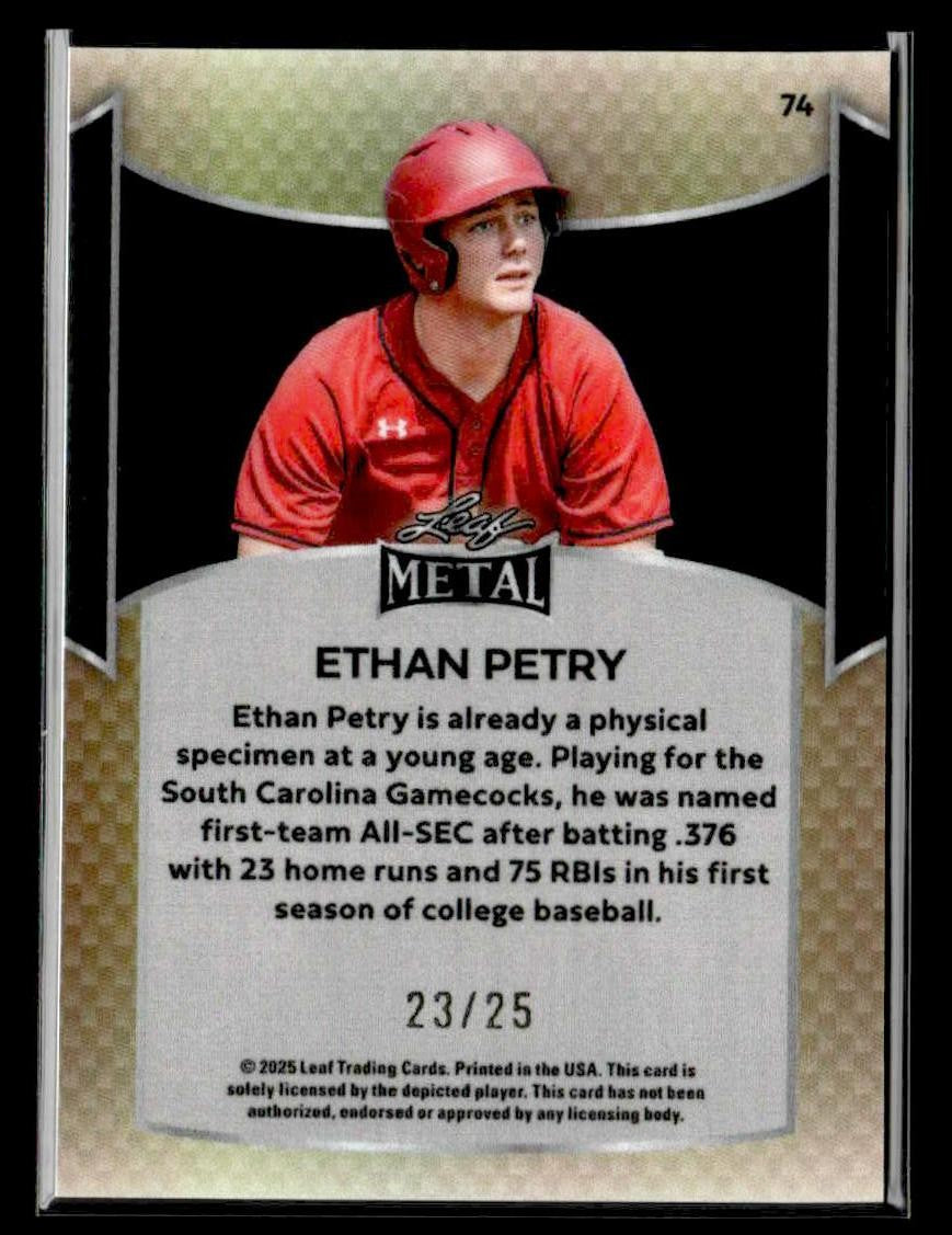 2025 Leaf Metal #74 Ethan Petry Prismatic Red