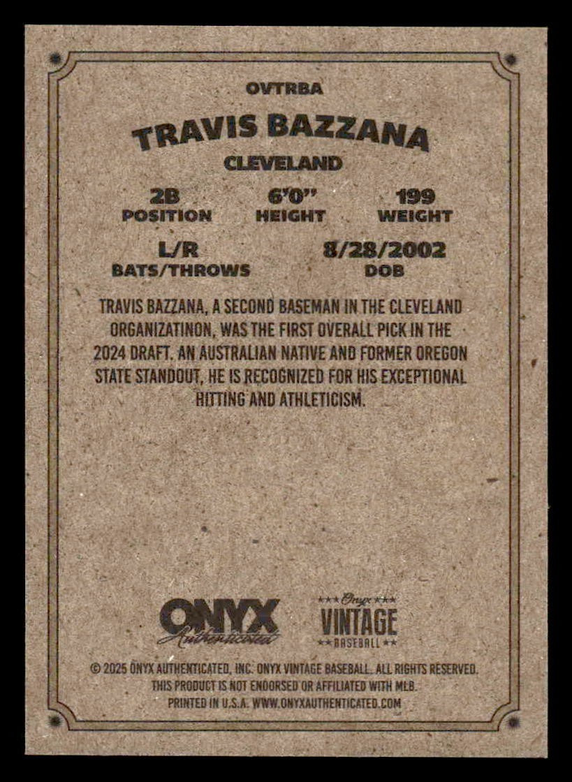 2025 Onyx Vintage #OVTRBA Travis Bazzana