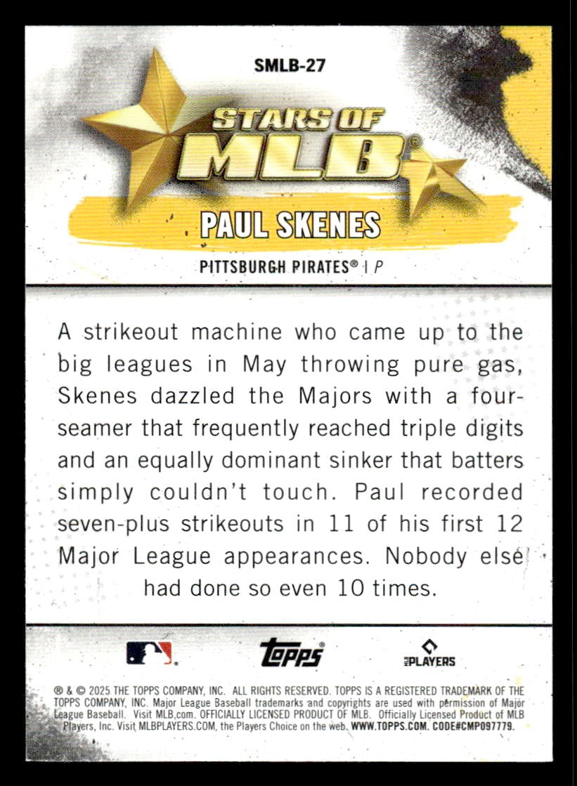 2025 Topps #SMLB-27 Paul Skenes Stars of MLB