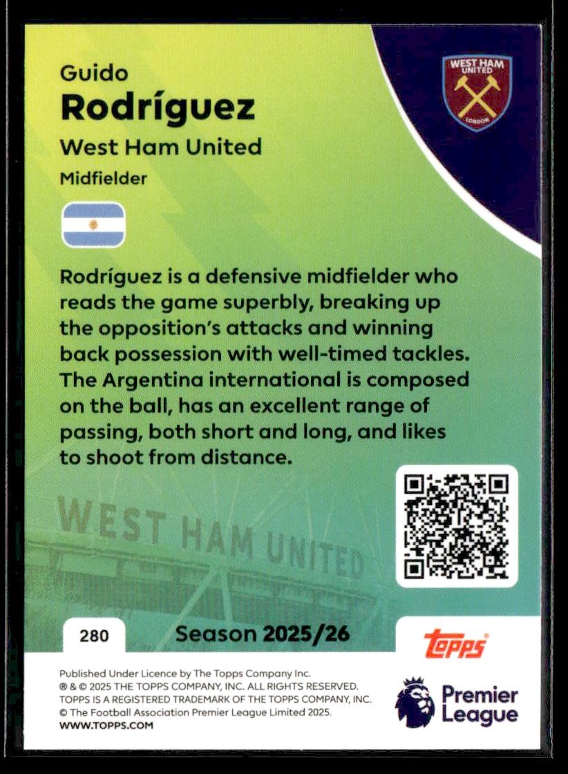 2025-26 Topps Premier League #280 Guido Rodríguez