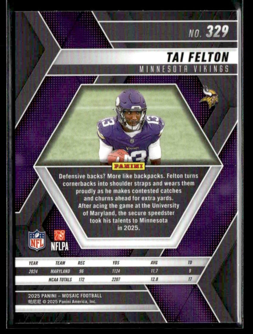 2025 Panini Mosaic #329 Tai Felton